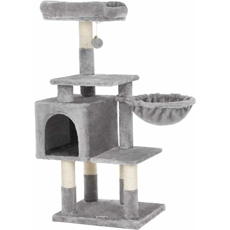 Rbol para Gatos de Varios Niveles, Torre de 110cm, Gris Claro por songmics - Feandrea