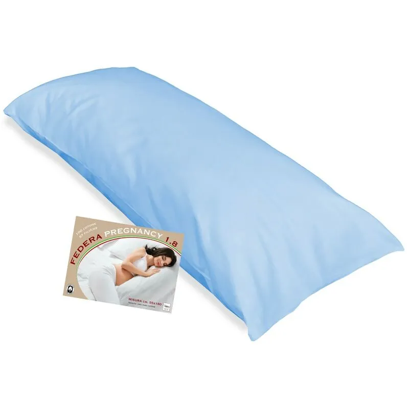Tex Family - federa per cuscino gravidanza pregnancy 1.8 misura cm. 55 x 180 Azzurro