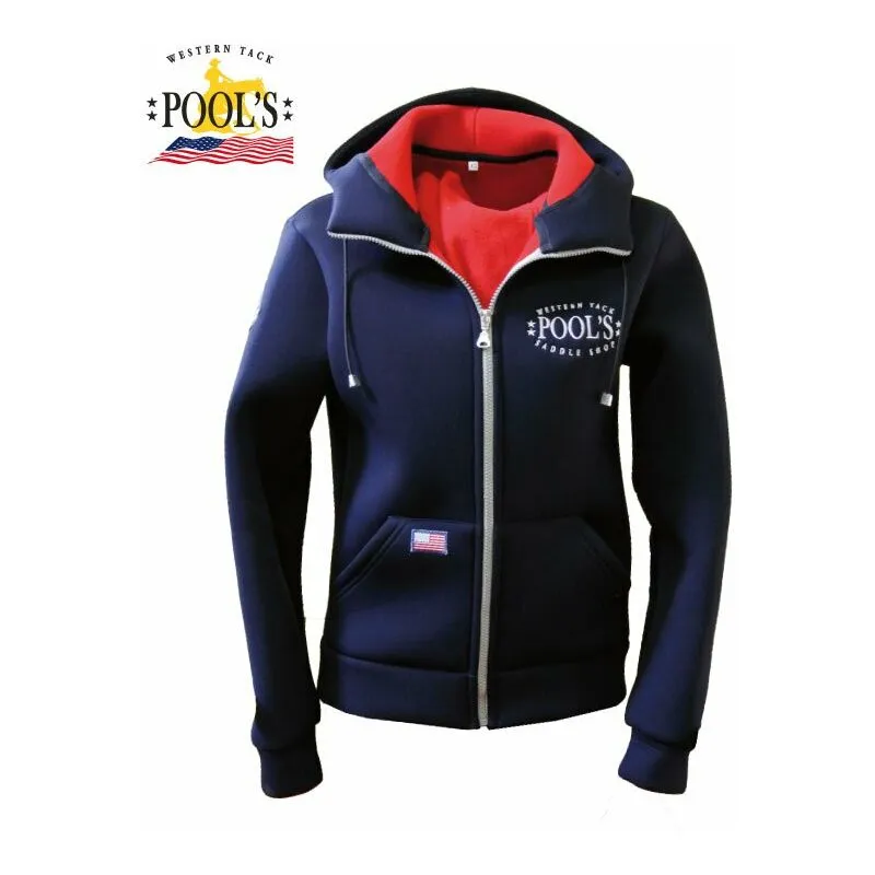 Pool's - Felpa termica modello Michigan a maniche lunghe con cappuccio e zip: xxs, Blu navy