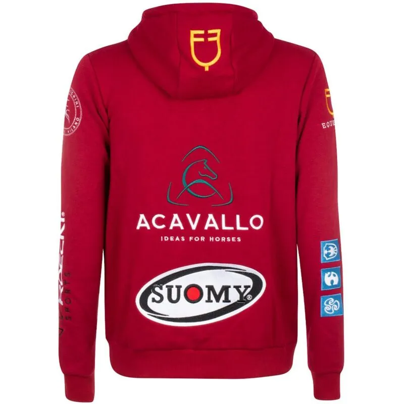 Equestro - Felpa uomo con cappuccio in cotone felpato e con patches multilogo : xxl, rosso