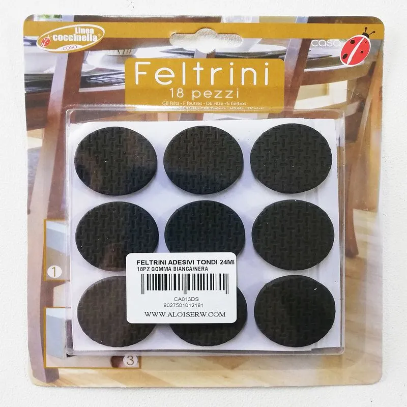 Aflex - Feltrini adesivi tondi da 24mm in gomma nera