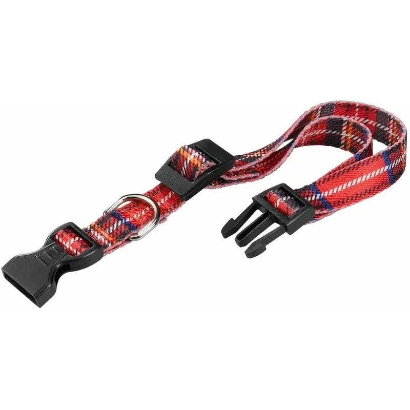 Ferplast CLUB C TARTAN Collare in nylon con fantasia scozzese - 2 misure.. Variante CLUB C25/70 TARTAN - Misure: A: 45-70 cm B: 25 mm - Rosso