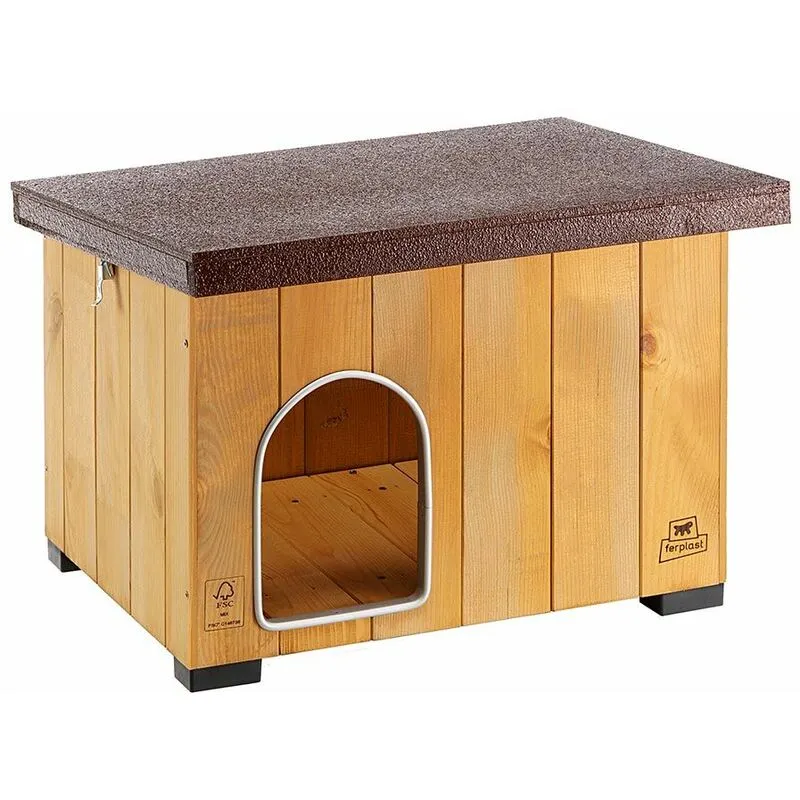 Baita Cuccia in legno di pino nordico fsc per cani - 5 misure. Variante baita 50 - Misure: 56 x 46.5 x h 41.5 cm - - Ferplast