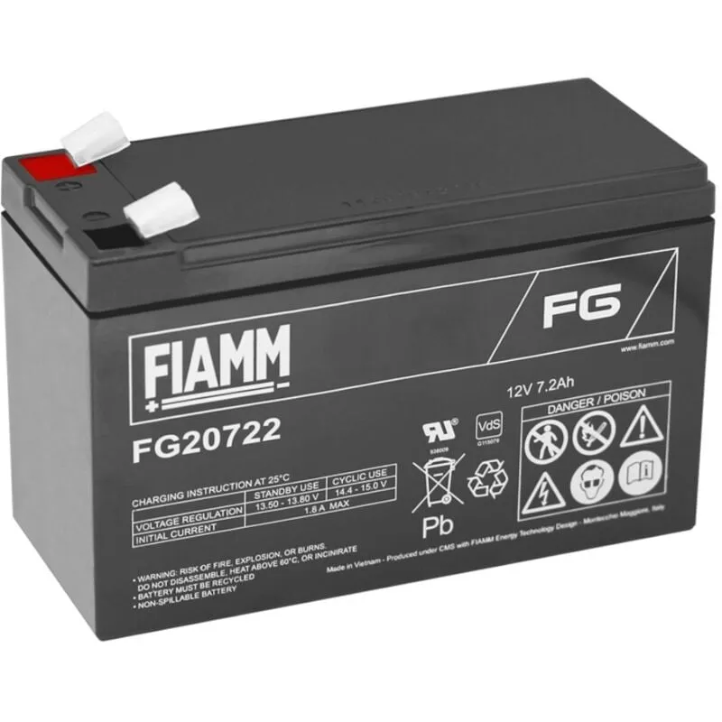 Batteria al piombo ermetica 12V 7,2Ah con faston 6,35mm Fiamm FG20722