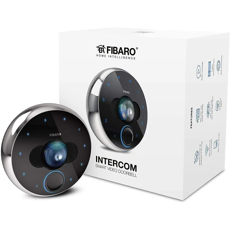 Fibaro - Citofono citofono/video intelligente Full hd, 30 fps, angolo di visione a 180°, infrarossi e IP54, Fgic-002