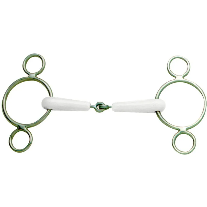 Filetto Daslo a 3 anelli snodato con rivestimento in gomma al gusto di menta: 12,5 cm, Bianco e Argento