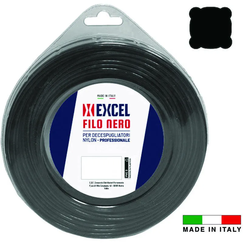 Filo per decespugliatore in nylon quadro nero - ø mm.3 in matassa da mt.15