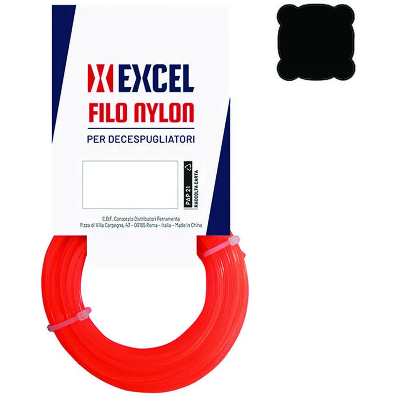 Filo per decespugliatore in nylon quadro arancio - mm.3 in matassa da mt.50