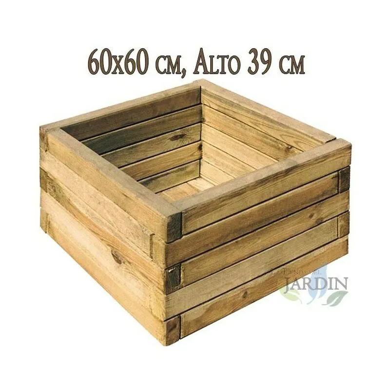 Fioriera quadrata in legno 60x60 cm, altezza 39 cm