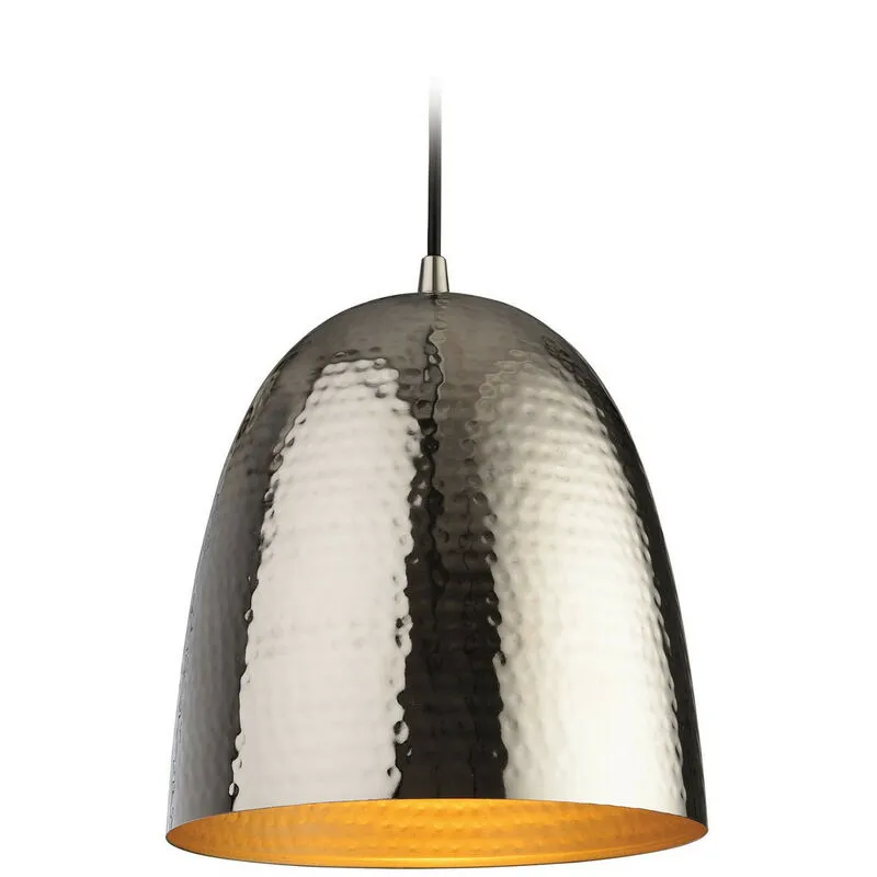 Firstlight Assam - Lampadario a 1 luce a cupola in nichel, interno in ottone opaco, attacco E27