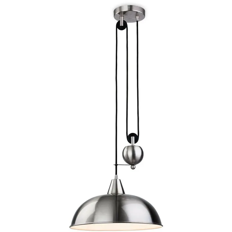 Firstlight Century - 1 Light Rise & Fall Dome Lampada a sospensione a soffitto in acciaio spazzolato, E27