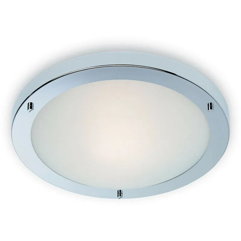 Firstlight Rondo - Plafoniera 1 Luce Filo Cromo, Vetro Opalino IP54, E27