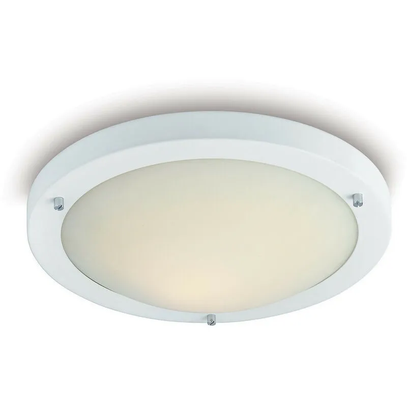 Firstlight Products - Firstlight Rondo - Plafoniera a 1 Luce Bianco Opaco, Vetro Opalino IP54, E27