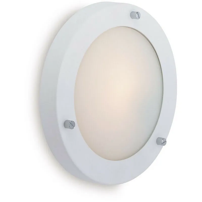 Firstlight Rondo - Plafoniera a 1 luce da parete / filo bianco opaco, vetro opalino IP54, G9