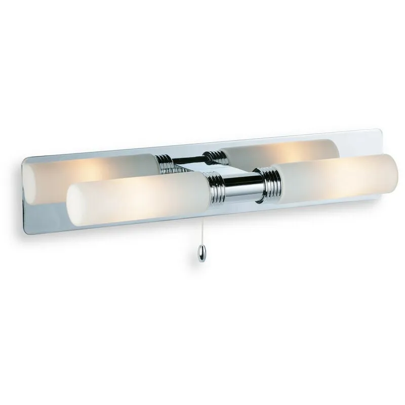 Firstlight Spa - Lampada da parete con 2 luci per bagno sopra specchio Cromo, vetro opalino IP44, G9