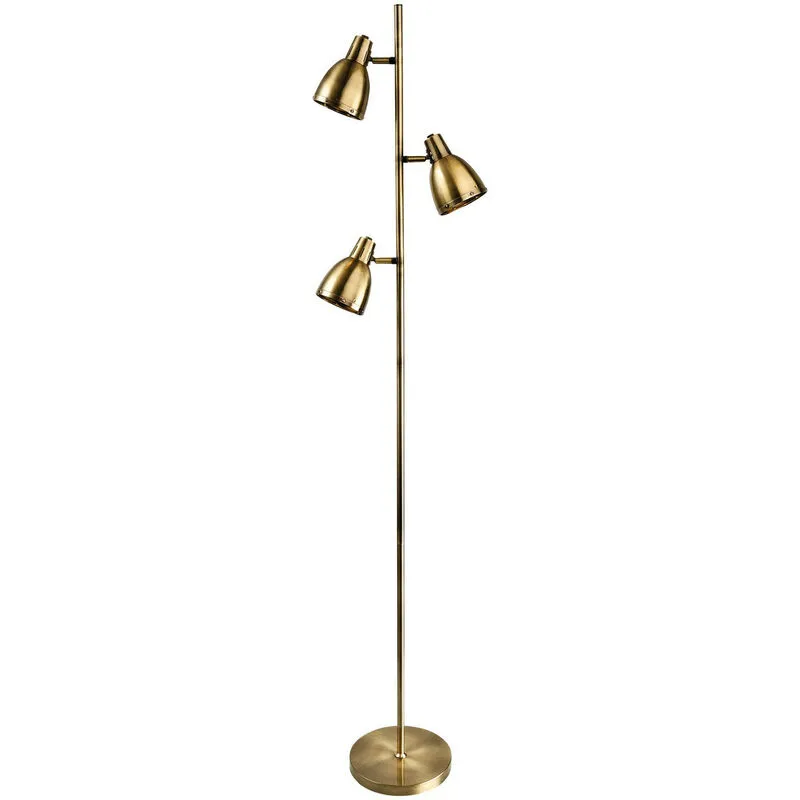 Firstlight Vogue - Lampada da terra 3 luci in ottone antico, attacco E14