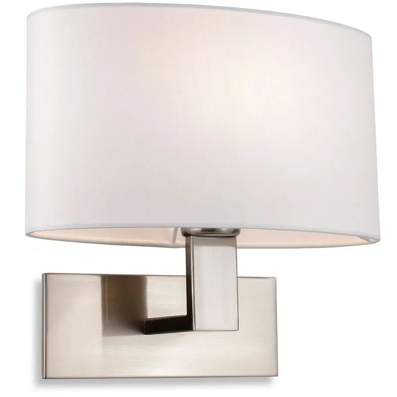 Firstlight Webster - Applique da interno singola a 1 luce in acciaio spazzolato, paralume crema, attacco E27