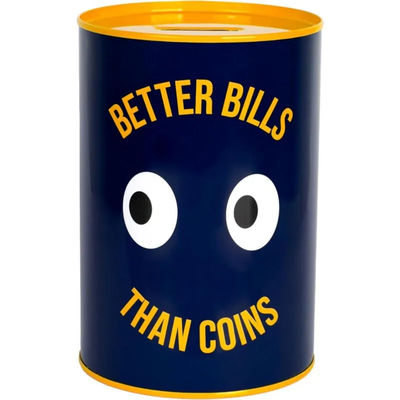 Salvadanaio occhi 'better bills than coins' blu - 