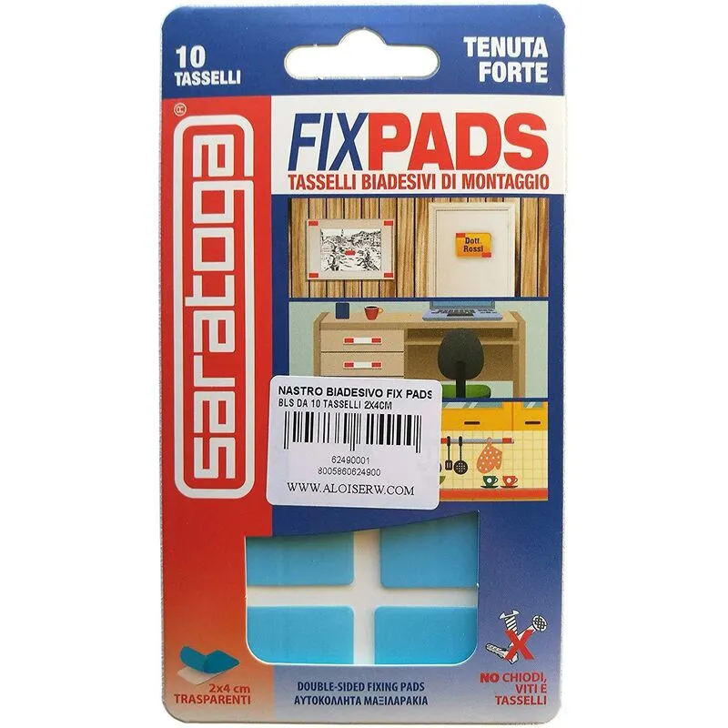 Saratoga FIX PADS 10 tasselli trasparenti biadesi di montaggio 2x4cm a tenuta forte