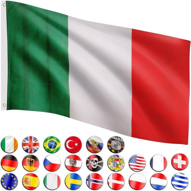 Bandiera, 30 bandiere diverse tra cui scegliere, dimensioni 120 cm x 80 cm, Italia - Flagmaster