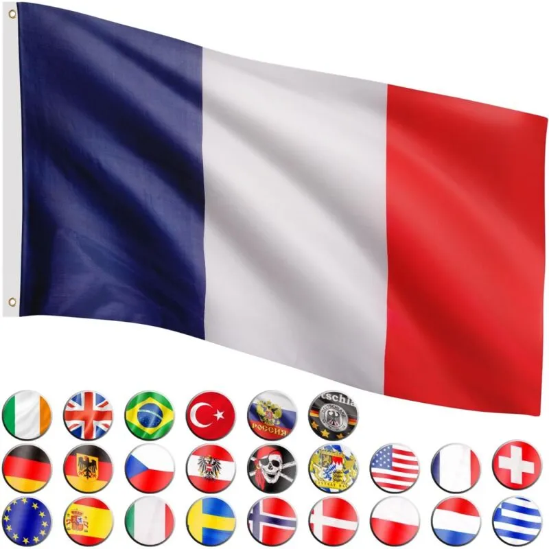 Bandiera , 30 bandiere diverse tra cui scegliere, dimensioni 120 cm x 80 cm, Francia - Flagmaster