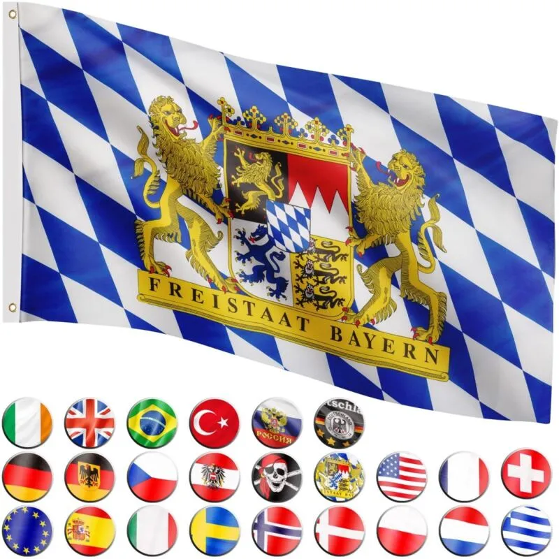 Bandiera, 30 bandiere diverse tra cui scegliere, dimensioni 120 cm x 80 cm, Baviera - Flagmaster