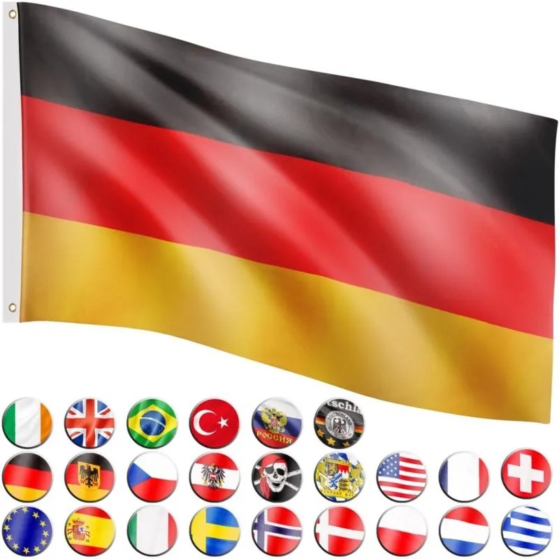 Bandiera, 30 bandiere diverse tra cui scegliere, dimensioni 120 cm x 80 cm, Germania - Flagmaster