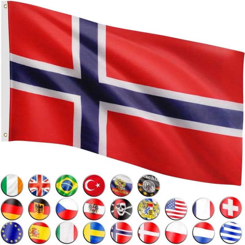 Bandiera, 30 bandiere diverse tra cui scegliere, dimensioni 120 cm x 80 cm, Norvegia - Flagmaster