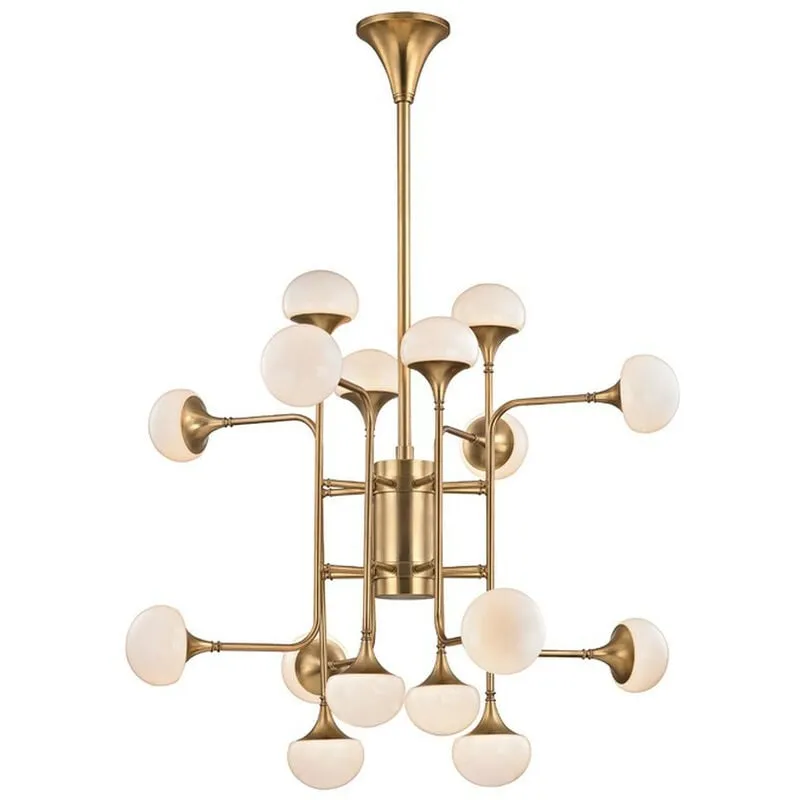 Hudson Valley Lighting - Fleming Lampadario a 16 luci in ottone, vetro, 3000K