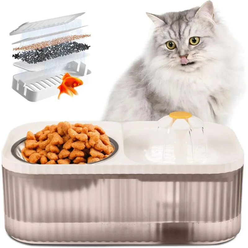 Linjou - Fontana automatica per gatti ultra silenziosa, abbeveratoio per mangiatoia per animali domestici, pompa intelligente per fontana per cani, 3