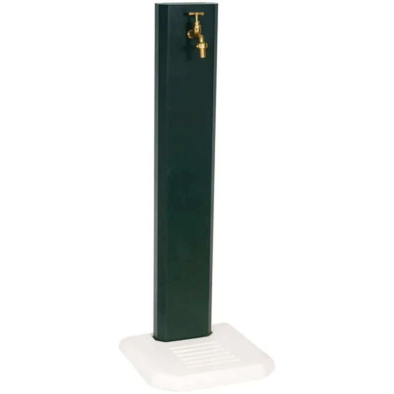 Fontana da Giardino Design a Colonna Ovale Rubinetto in Ottone con Base in Cemento Verde