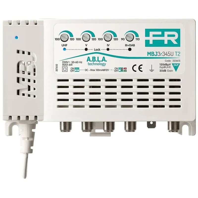 Centralino 4 ingressi autoalimentato mbj3r345u t2 centr.4in 3+dab,4,5,u 223615 - Fracarro