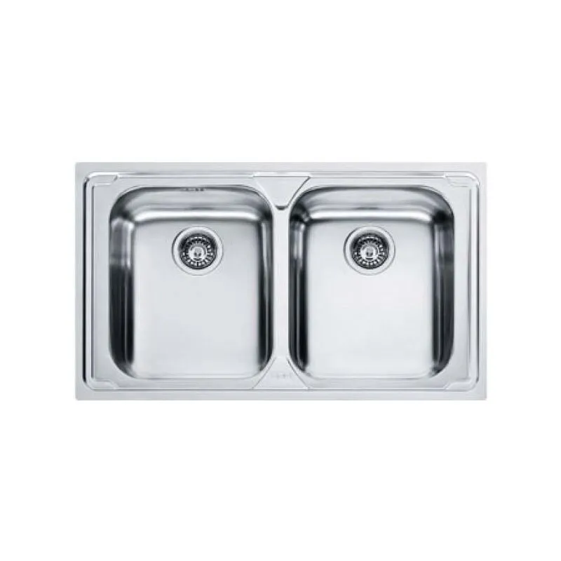 Lavello da cucina 2 vasche ad incasso 86x50 cm acciaio inox modello radar 101.0053.243 