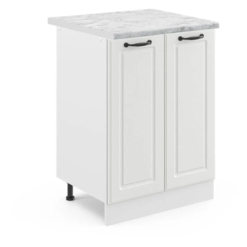  - Mobiletto base cucina R-Line, Bianco casa di campagna, 60 cm , pl Marmo