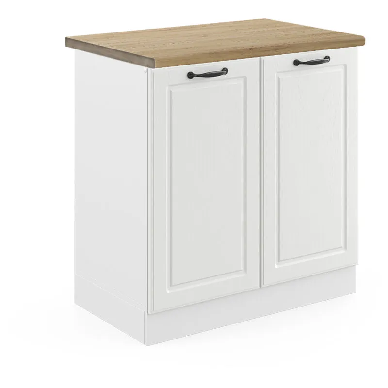  - Mobile lavello cucina R-Line, Bianco casa di campagna, 80 cm , pl Rovere