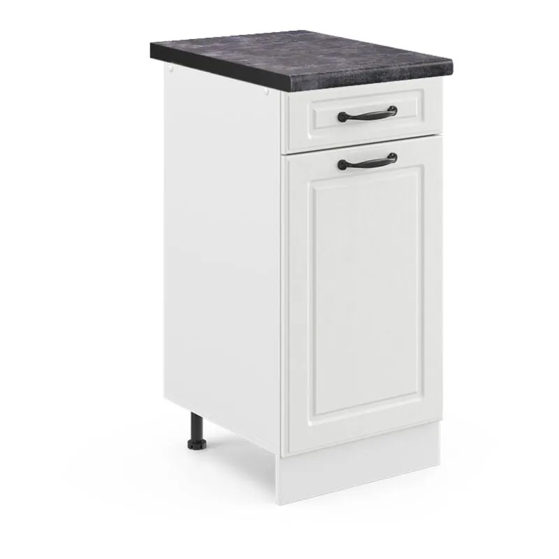  - Mobiletto base per cucina R-Line, Bianco casa di campagna, 40 cm , pl Antracite