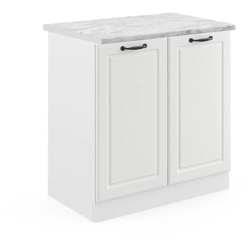  - Mobile lavello cucina R-Line, Bianco casa di campagna, 80 cm , pl Marmo