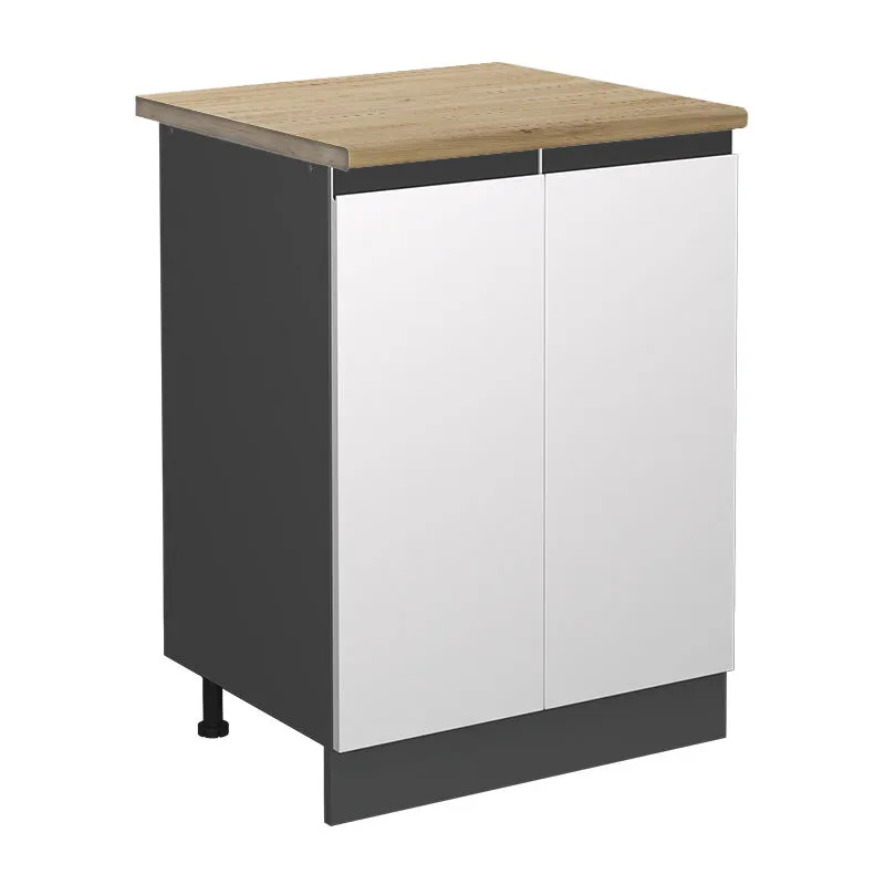  - Mobiletto base cucina R-Line, Bianco, 60 cm , pl Rovere