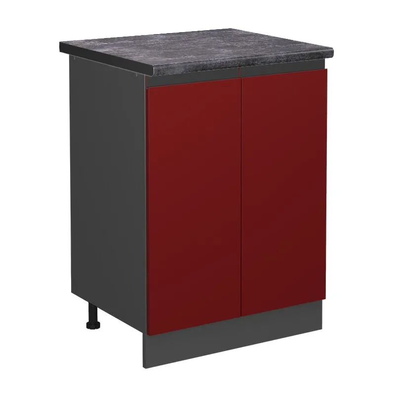  - Mobiletto base cucina R-Line, Rosso, 60 cm , pl Antracite