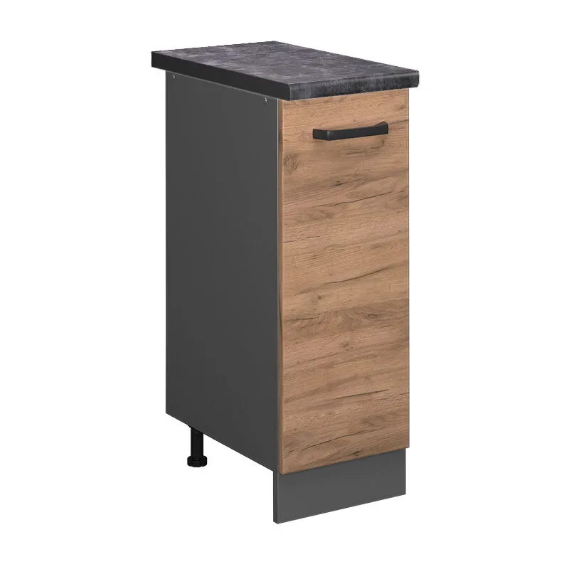  - Armadio cucina dispensa alto R-Line, Quercia dorata, 30 cm , pl Antracite