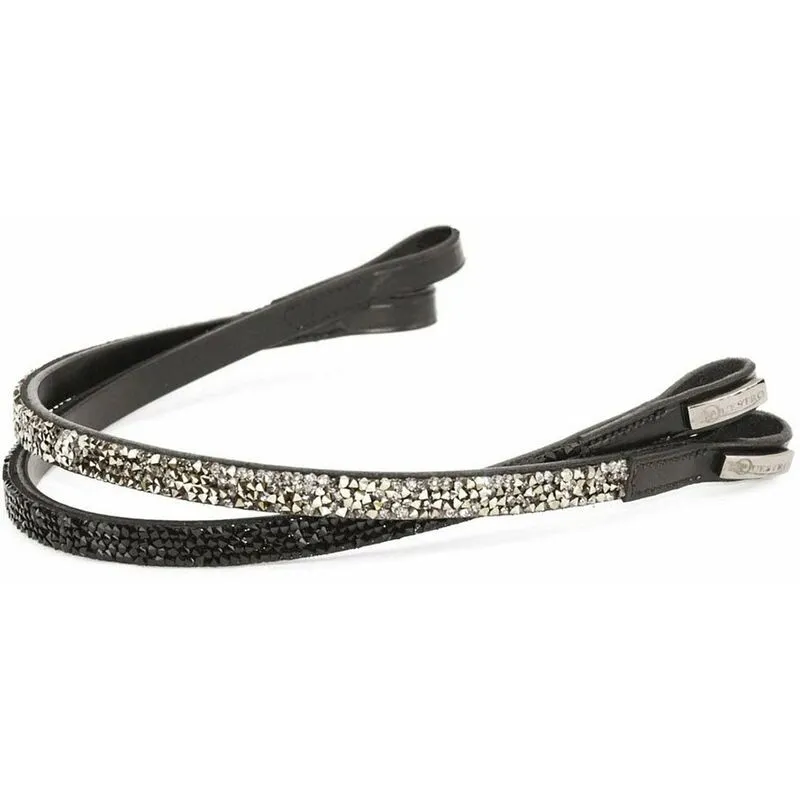 Equestro - Frontalino in cuoio italiano Rockstone con effetto glitterato: full, Marrone scuro