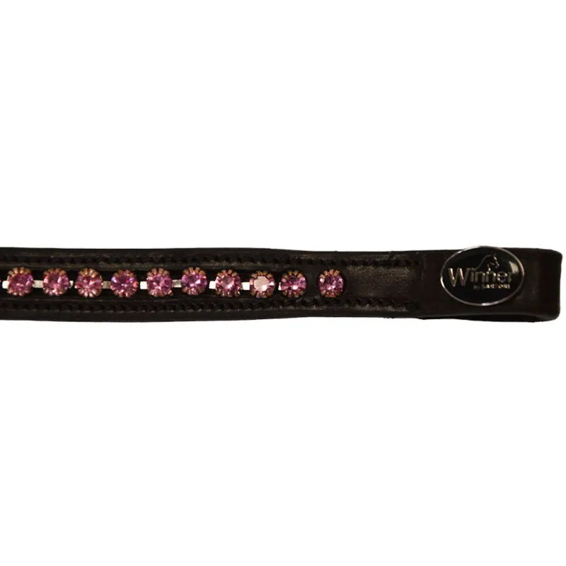 Winner - Frontalino in cuoio 16 mm con strass rosa: Cob, Marrone