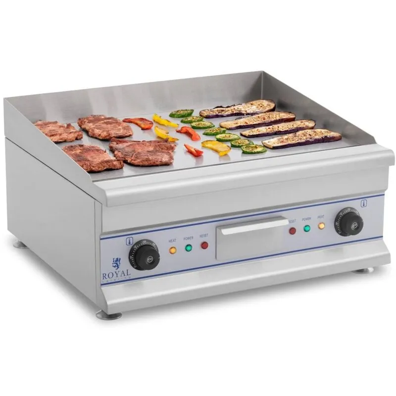 Piastra Elettrica Acciaio Inox Professionale Fry Top Barbecue 230V Liscia 60 Cm