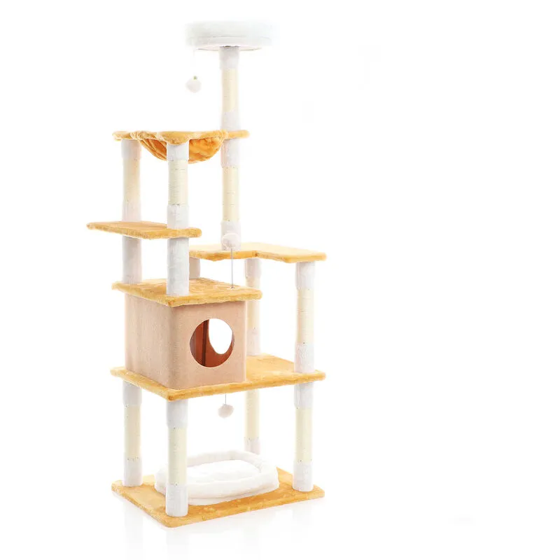 Fudajo - Albero tiragraffi per gatti 164cm bianco/marrone con sisal e cuccetta