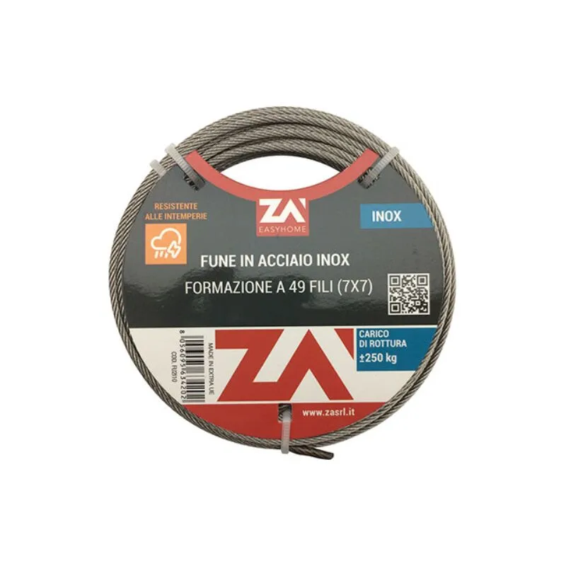 Idroweb - Fune acciaio inox d.mm 6 l.mt 25 (2 pezzi)