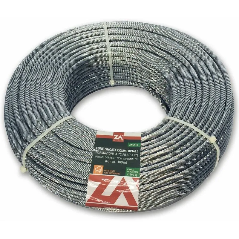 Za Easy Home - Fune Cavo Corda Acciaio Zincato – diam. 3 mm portata 300 kg – 100 mt