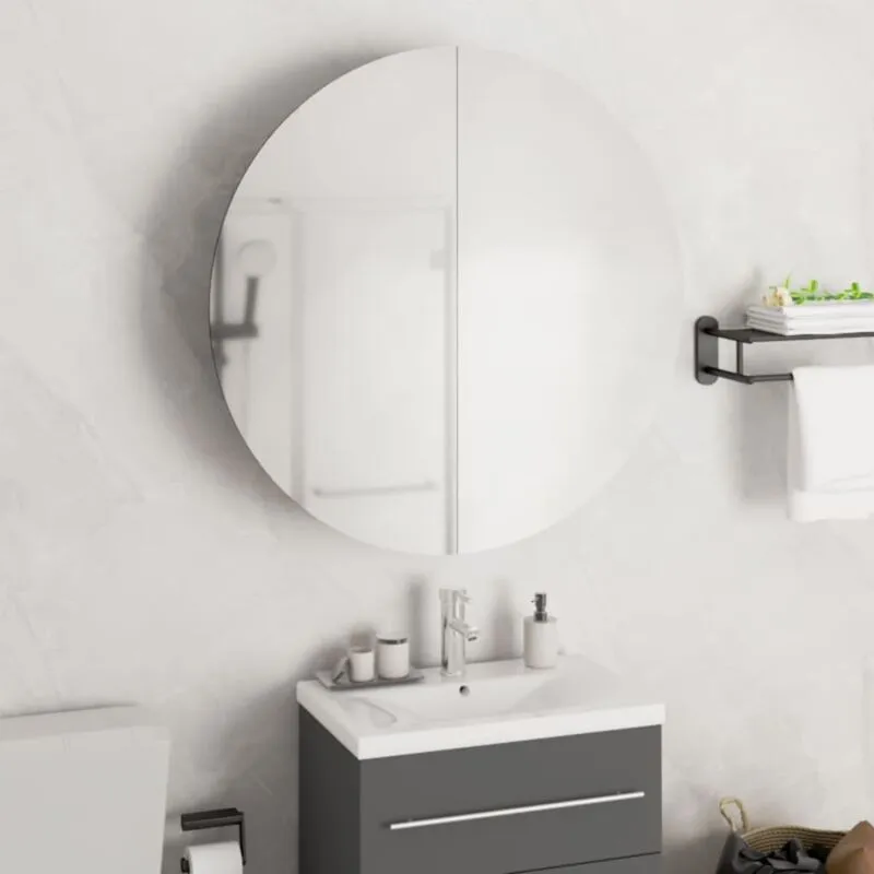 Furniture Limited - Armadio da Bagno con Specchio Rotondo e led - Bruin