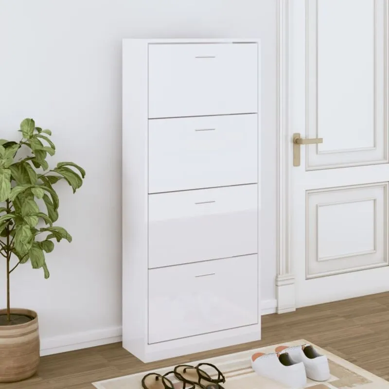 Prolenta Premium - Furniture Limited - Scarpiera Bianco Lucido 63x24x147 cm in Legno