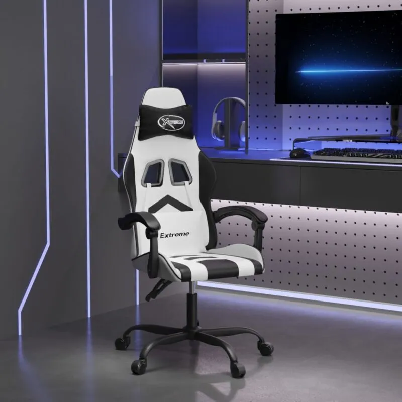 Prolenta Premium - Furniture Limited - Sedia da Gaming Bianco e Nero in Similpelle