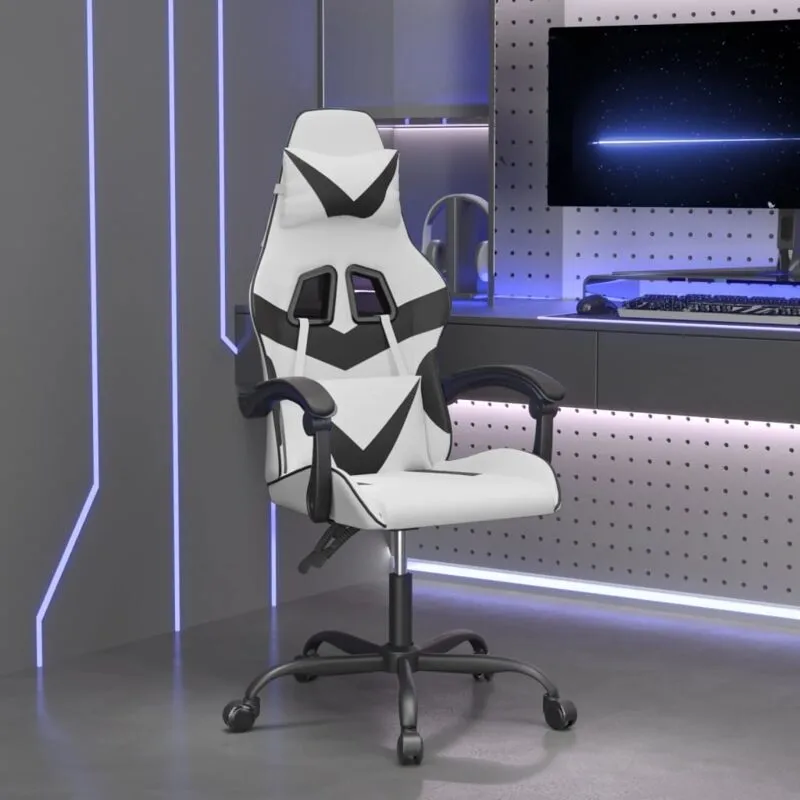 Prolenta Premium - Furniture Limited - Sedia da Gaming Bianco e Nero in Similpelle